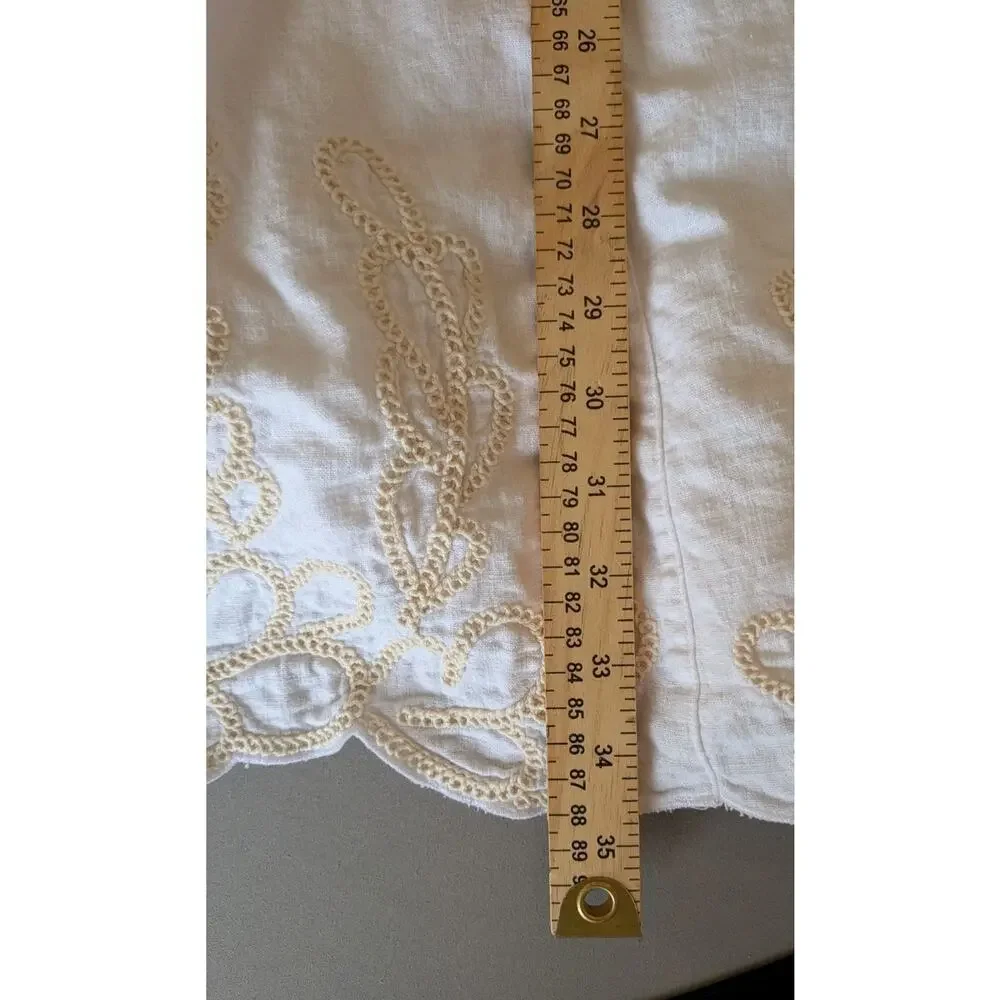 Christian Lacroix White Linen Blend Embroidered Sundress Smocked Boho Medium - Picture 7 of 9